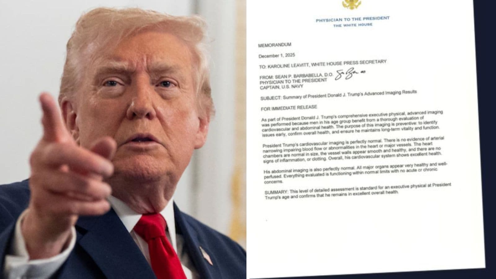 White House publishes Trump’s heart and abdomen health Findings — Read ...