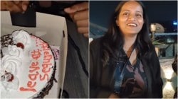 Birthday cake arrives iced with ‘leave at security’, woman amused | Watch video