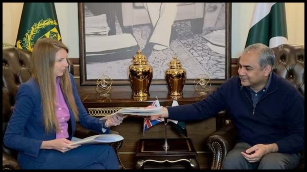 Pakistan's Interior Minister Mohsin Naqvi met UK High Commissioner Jane Marriott and handed over a formal request concerning the return of Pakistanis "illegally residing in the UK". (Image: Social Media) Pakistan's Interior Minister Mohsin Naqvi met UK High Commissioner Jane Marriott and handed over a formal request concerning the return of Pakistanis "illegally residing in the UK". (Image: Social Media)