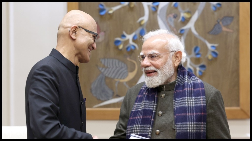 Prime Minister Narendra Modi with Microsoft CEO Satya Nadella 