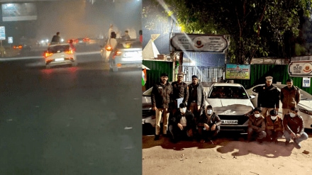 Delhi Police have registered an FIR and taken accused into custody after a video of them performing stunts on Ring Road went viral on social media. Delhi Police have registered an FIR and taken accused into custody after a video of them performing stunts on Ring Road went viral on social media.