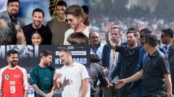 In pictures | Lionel Messi meets Shah Rukh Khan, Rahul Gandhi, plays football with CM Revanth Reddy on day 1 of GOAT tour