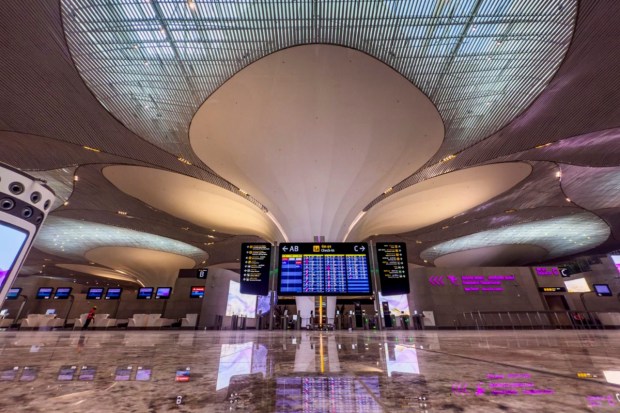 An interior view of the newly built Navi Mumbai International Airport (NMIA) ahead of the start of commercial flight operations in Navi Mumbai, Maharashtra. (Image source: PTI)