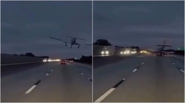 Caught on camera: Dramatic small plane crash on busy US highway injures one