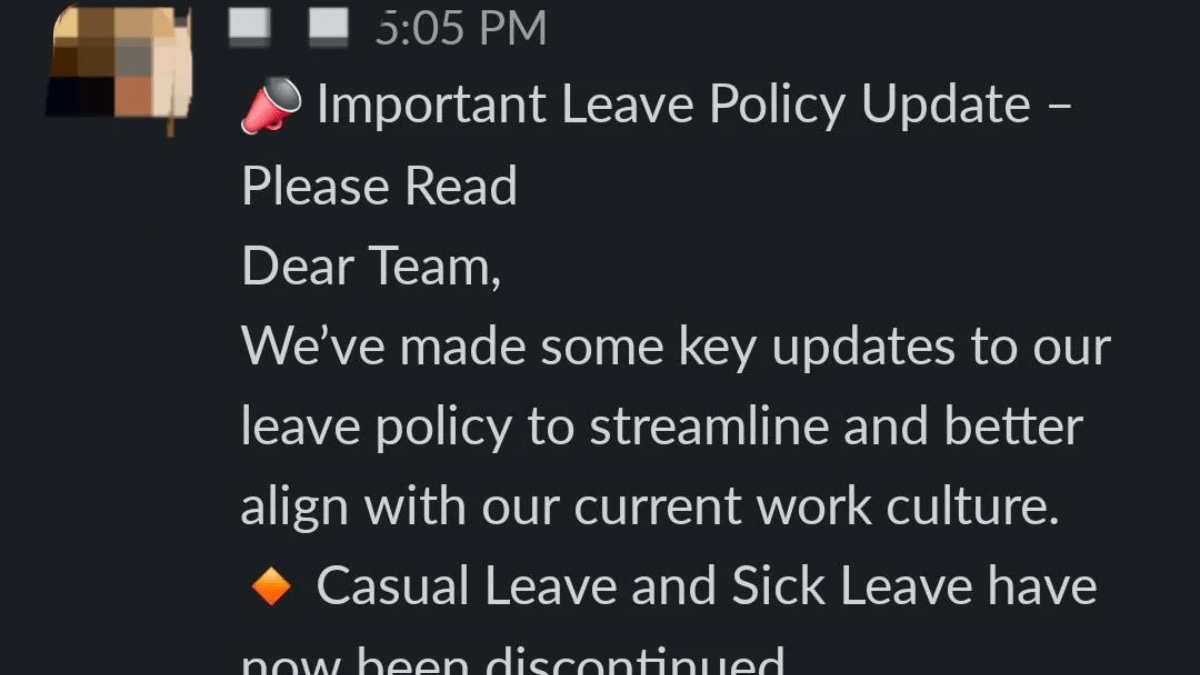 ‘Sick leave has been discontinued’: Employee flags workplace toxicity after policy update