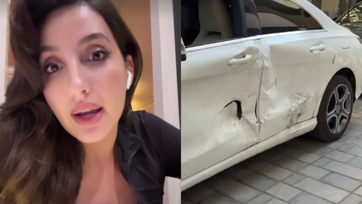 nora fatehi car acciddent nora fatehi car acciddent