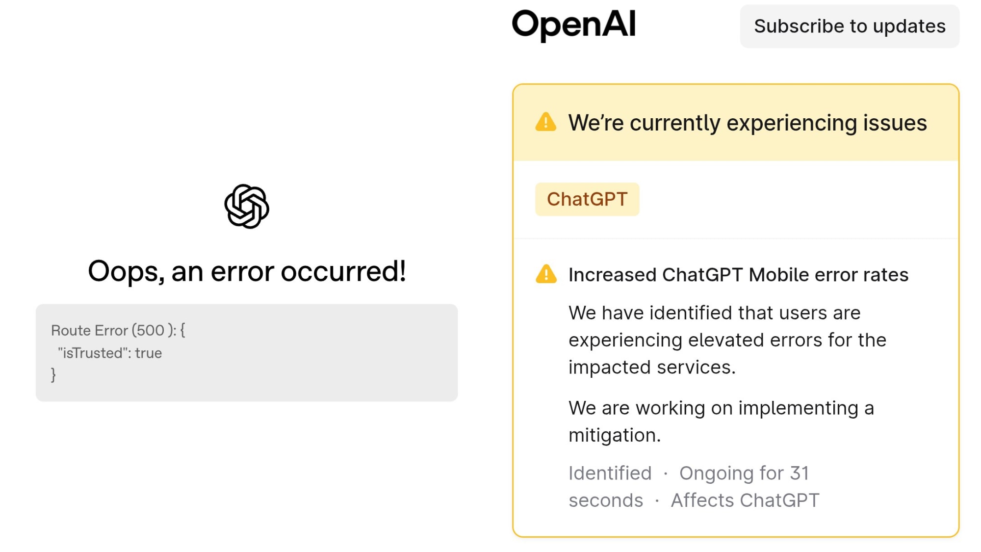 ChatGPT down: In India, about 97 per cent of users who reported outage said OpenAI’s ChatGPT was completely unavailable, with over 2,000 outage reports filed around 1 am on Wednesday.