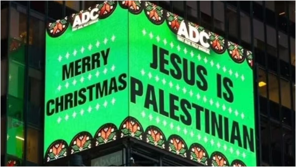 Several visitors interviewed by the New York Post described the message as "divisive" and “inflammatory,” cautioning that it might be deemed offensive during the holiday season. Several visitors interviewed by the New York Post described the message as "divisive" and “inflammatory,” cautioning that it might be deemed offensive during the holiday season.