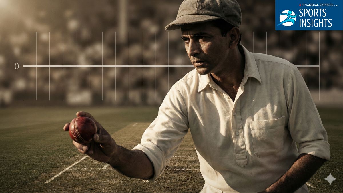 21 overs and five balls. That is how long Nadkarni bowled without giving away a run. 131 deliveries. Clean. ( The image was generated via Gemini.)