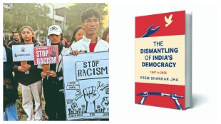 File photo of students holding a candlelight vigil for Anjel Chakma, a youth from Tripura who was killed in Dehradun, and calling for an end to racial discrimination. Such recent episodes underline the symptoms of dilapidating democratic pillars, writes the author ANI