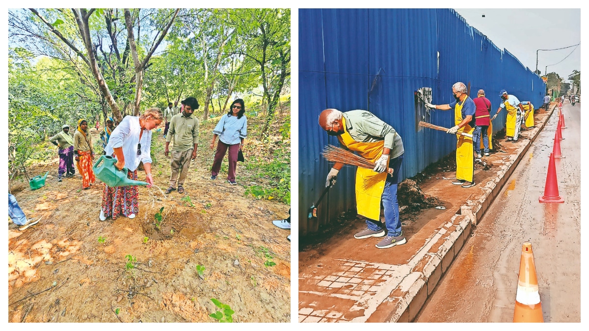 IAmGurgaon, founded in 2009, has been converting barren land into green sanctuaries (L) and The Ugly Indian, an anonymous volunteer collective in Bengaluru, has been involved in cleaning the city since 2010 (R)