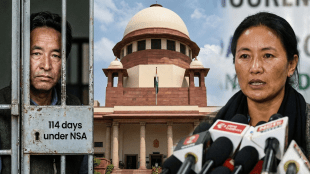 Climate activist Sonam Wangchuk (left) has spent 114 days in custody. His wife alleges "stale evidence" and delay tactics are stalling his Supreme Court hearing.