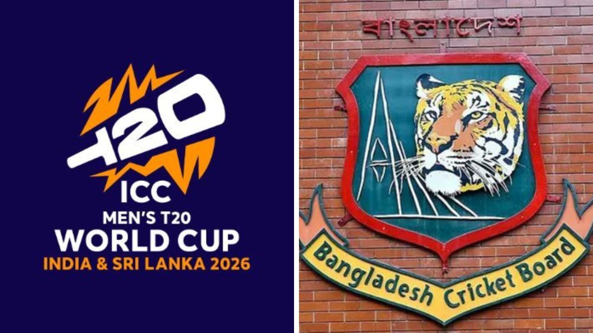 A composite image of the ICC T20 World Cup 2026 logo and the Bangladesh Cricket Board logo