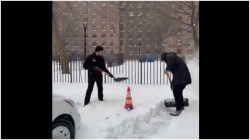 Watch | NYC Mayor Zohran Mamdani shovels snow with residents as storm Fern batters US