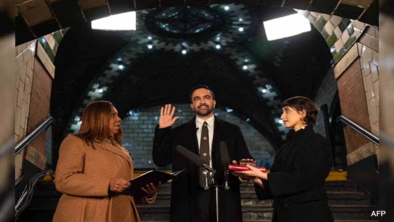 Zohran Mamdani sworn in at historic Manhattan subway station