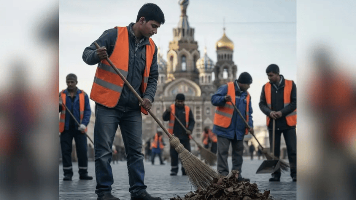 Indian Engineer Cleans Streets in Russia