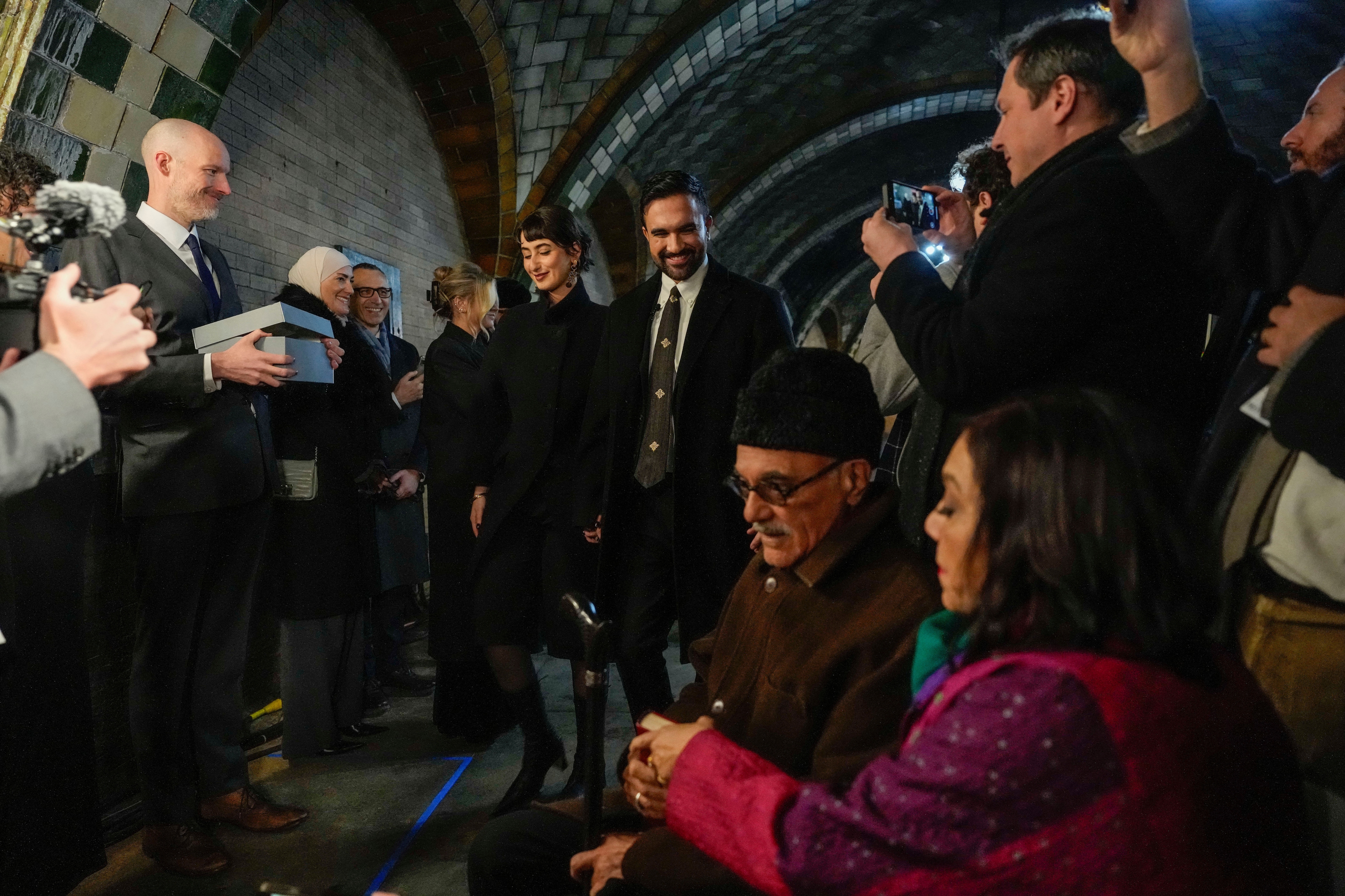The Indian-origin politician held a private ceremony at an abandoned subway station below City Hall with only his family and close advisers in attendance (AP Photo)