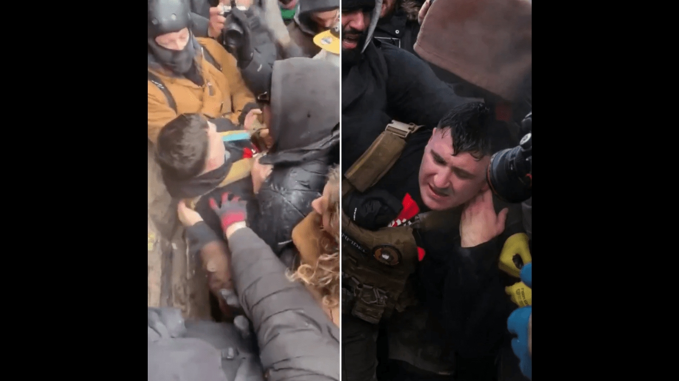'Got stabbed, lynched': Trump-pardoned Jan 6 rioter Jake Lang attacked at pro-ICE 'Minnesota fraud march' (Photo: X video screengrab/@CollinRugg)
