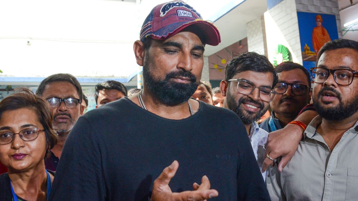 Indian pacer and Arjuna Award winner Mohammed Shami speaking to the media after his voter verification hearing in Kolkata.