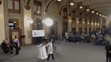 Sheinbaum was addressing her daily presser in Mexico City when earthquake alarms sounded. Sheinbaum was addressing her daily presser in Mexico City when earthquake alarms sounded.