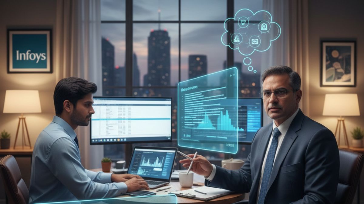 In 2020-21, Infosys became one of the first companies to estimate and report work-from-home emissions. ( This is an AI generated image, the man depicted in the image does not necessarily resemble Infosys CFO) 