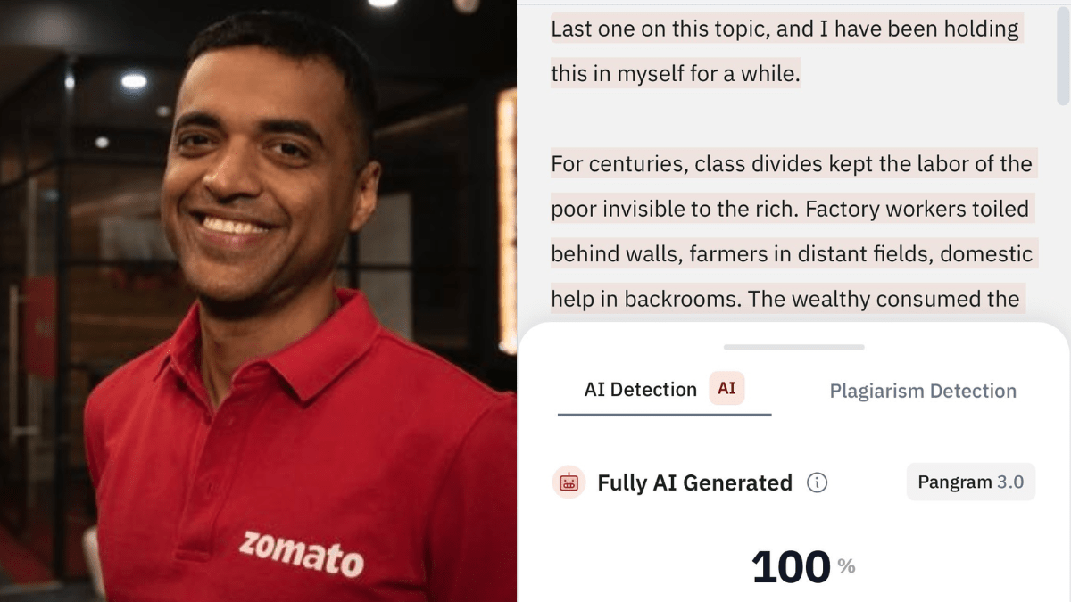 The viral post claimed that Zomato CEO Deepinder Goyal used ChatGPT to write his post on gig workers, adding that the approach appears to be working and is changing how humans communicate. The viral post claimed that Zomato CEO Deepinder Goyal used ChatGPT to write his post on gig workers, adding that the approach appears to be working and is changing how humans communicate.