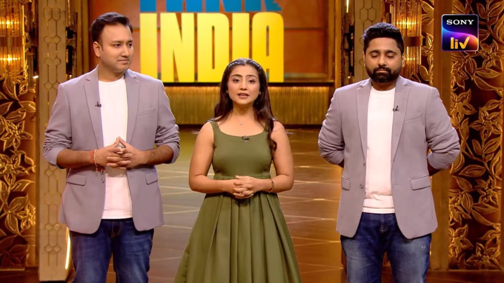 Neha Marda and the co-founders of Phitku presenting their to the sharks on episode 16 of the show. (Image source: Youtube)