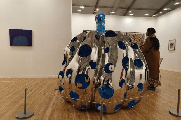 Yayoi Kusama’s iconic Pumpkin sculptures were featured at the India Art Fair 2026, presented by galleries like David Zwirner and Ota Fine Arts. The 2026 exhibition showcased her signature dotted, vibrant sculptures, which are a major highlight of India Art Fair (Image Source: FE File Photo)