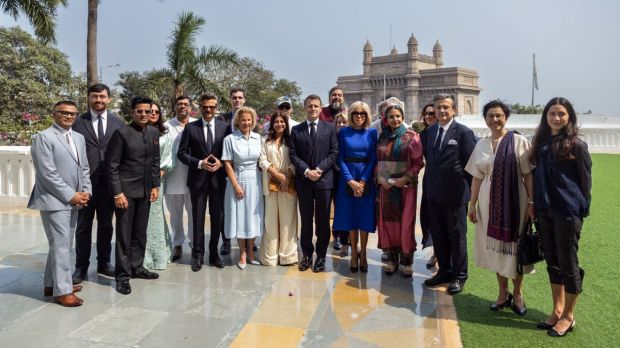 French President Emmanuel Macron and First Lady Brigitte Macron sat down with some of India's top filmmakers and actors in Mumbai around 12 in the afternoon  turning a formal engagement into an animated exchange about cinema, culture and collaboration.The two-hour meeting over lunch, which began at 12:30 PM at the Taj Mahal Palace hotel, brought together names such as Zoya Akhtar, Shabana Azmi, Manoj Bajpayee, Anil Kapoor, Kabir Khan, Neeraj Ghaywan, Richa Chadha and Grammy Award-winning composer Ricky Kej. (Image Source: PTI)