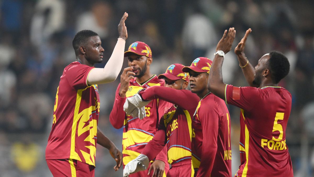 ENG vs WI highlights, T20 World Cup 2026: West Indies team celebrate their win over England at the Wankhede Stadium in Mumbai