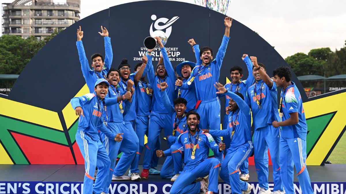 India cricket team celebrate their U19 World Cup 2026 title win after defeating England by 100 runs in the final in Harare on February 6th India cricket team celebrate their U19 World Cup 2026 title win after defeating England by 100 runs in the final in Harare on February 6th