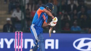 IND vs NAM LIVE Score: Image showing Indian batter in the middle at the Arun Jaitley Stadium in New Delhi during the T20 World Cup 2026 encounter between India and Namibia
