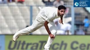 Bhuvneshwar Kumar celebrating the fall of a wicket