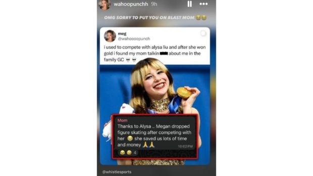 Wahoopunch Instagram Story after Alysa Liu's Olympic win.