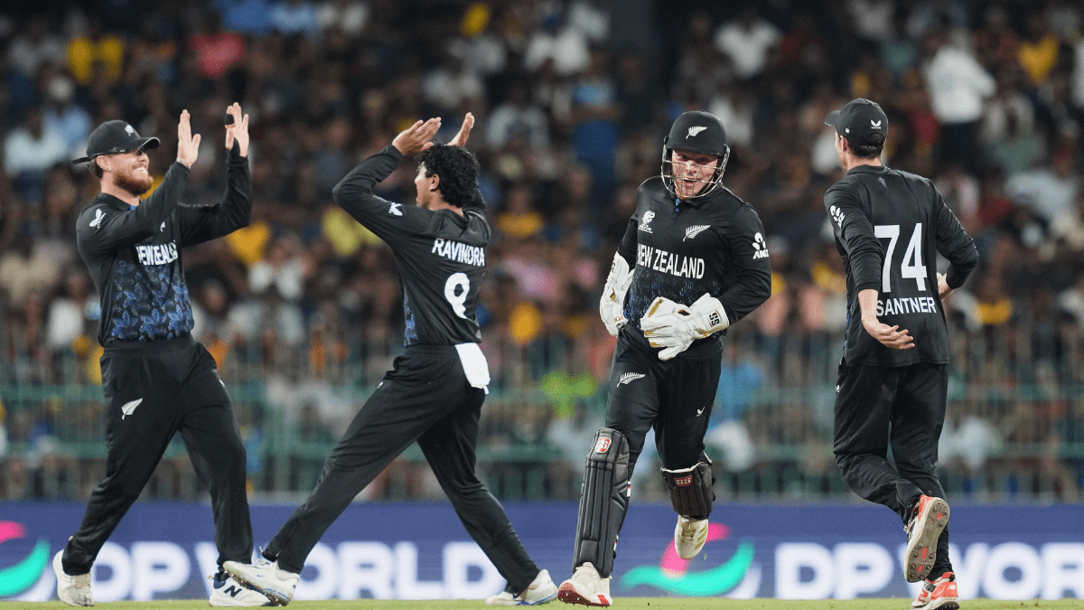 New Zealand's Tim Seifert, centre, celebrates with teammates the wicket of Sri Lanka's Pavan Rathnayake during the T20 World Cup cricket match between Sri Lanka and New Zealand in Colombo. (Photo: AP) New Zealand's Tim Seifert, centre, celebrates with teammates the wicket of Sri Lanka's Pavan Rathnayake during the T20 World Cup cricket match between Sri Lanka and New Zealand in Colombo. (Photo: AP)