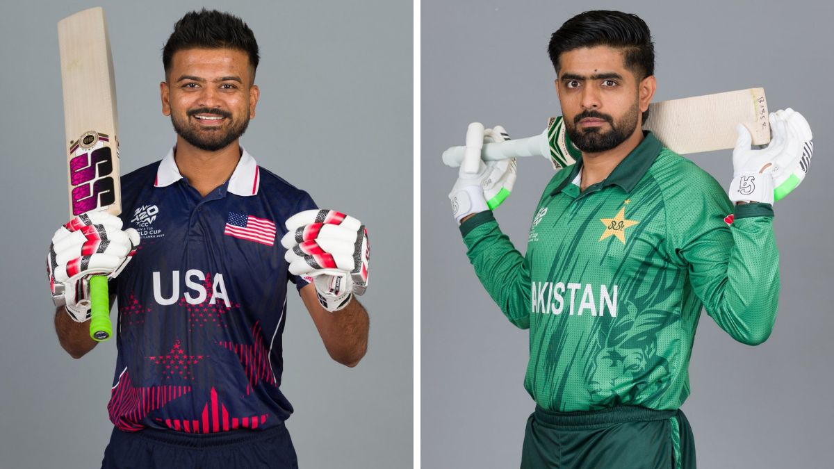 Split image of Pakistan's Babar Azam and USA's Monank Patel ahead of the PAK vs USA, T20 World Cup 2026 match at SSC Colombo