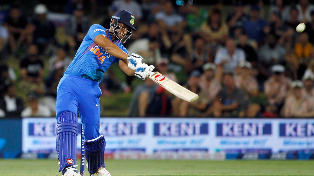 India's Shivam Dube hitting a massive six against New Zealand in the 4th T20I at Visakhapatnam, January 2026