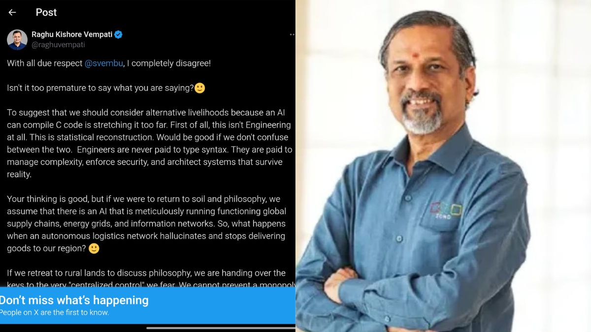 ‘Completely Disagree’: Internet pushes back against Zoho founder Sridhar Vembu’s claim that developers should explore alternate careers