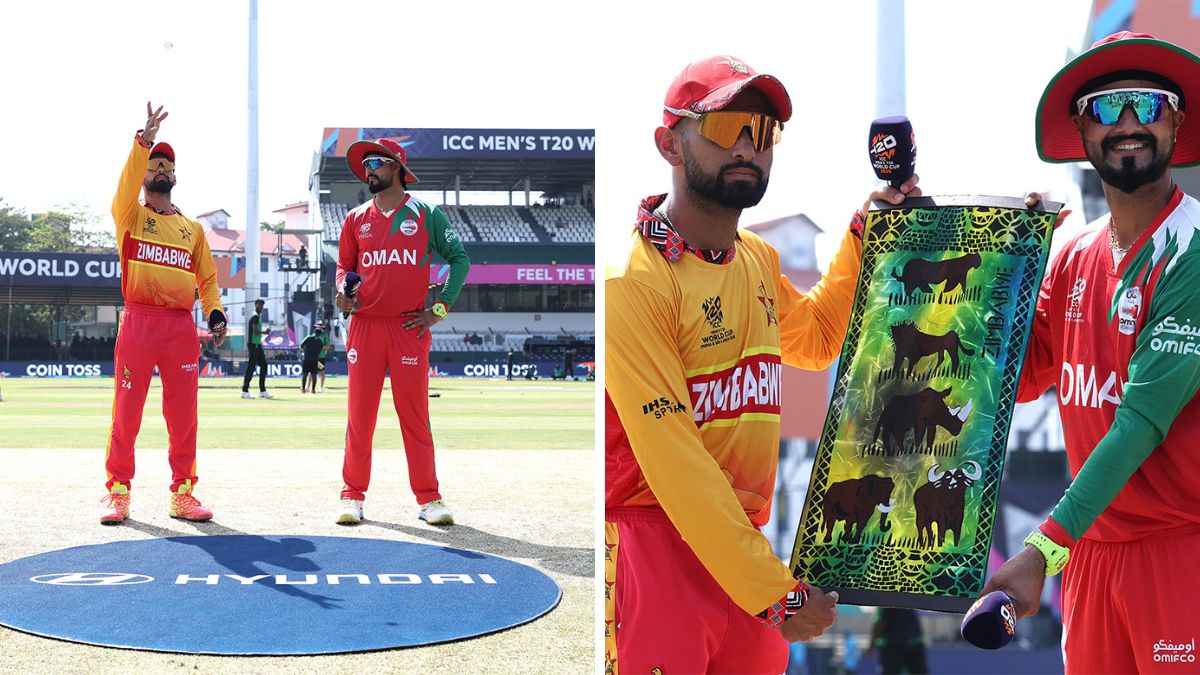 Zimbabwe vs Oman Live Score, T20 World Cup 2026: Sikandar Raza, captain of Zimbabwe with Jatinder Singh captain of Oman at the SSC, Colombo for match 8 of the ICC tournament.