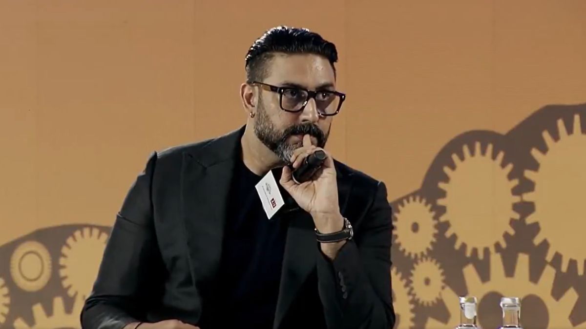 Abhishek Bachchan speaking at a panel discussion during ET Global Business Summit 2026. (Image source: ET Now/X) Abhishek Bachchan speaking at a panel discussion during ET Global Business Summit 2026. (Image source: ET Now/X)