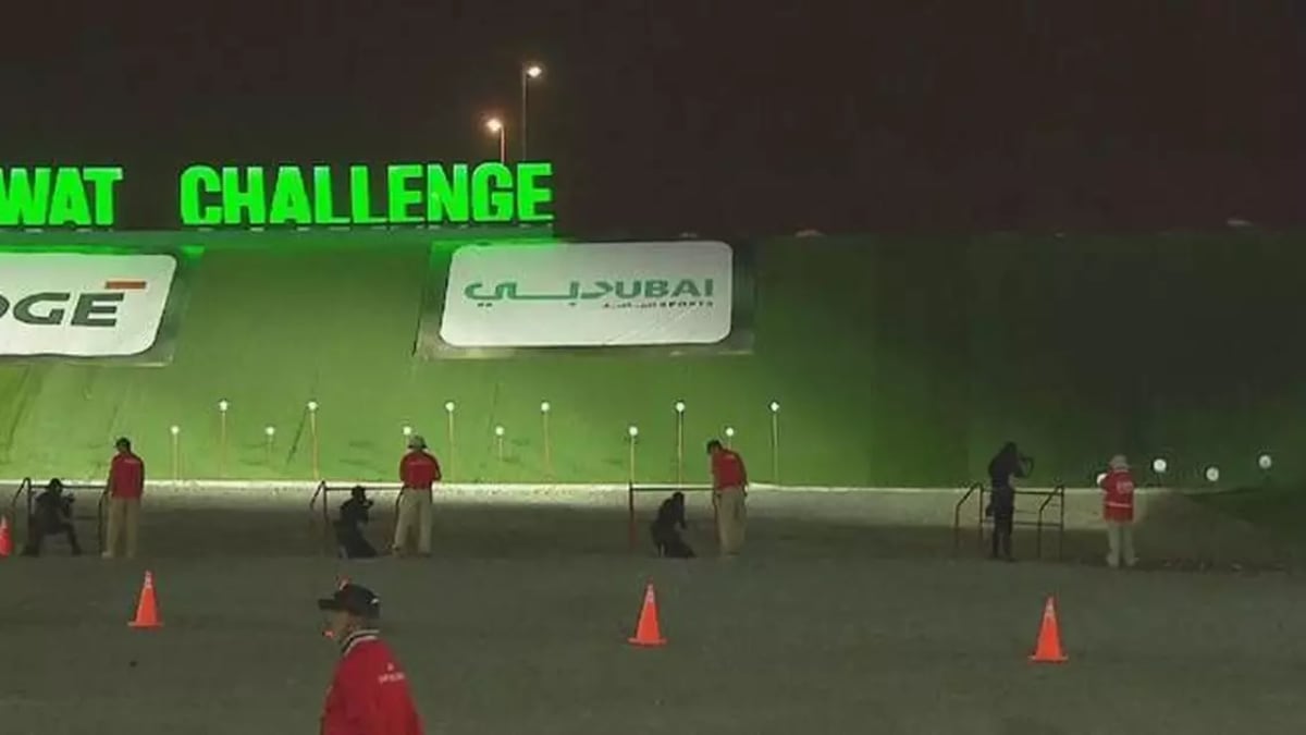 All-female Chinese SWAT team competing against Indian squad during the UAE SWAT Challenge in Dubai