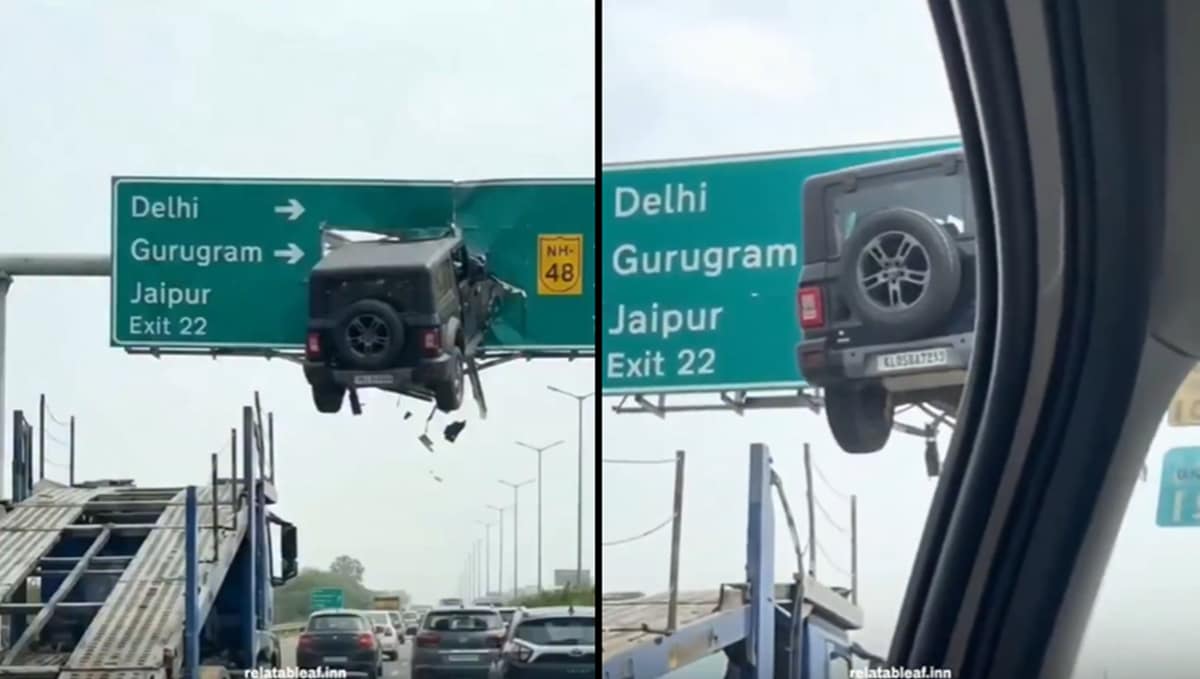 Is viral video of Mahindra Thar on Delhi-Gurugram road overhead ...