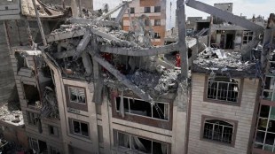 Iran building damaged in airstrike