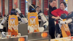 Dancing robot in restaurant