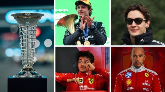 Official 2026 Formula 1 World Championship leaderboard banner featuring top drivers from Mercedes and Ferrari and the FIA Championship trophy.