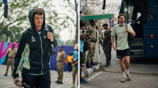 New Zealand captain Mitchell Santner addressing the press in Ahmedabad ahead of the T20 World Cup final against India.