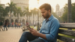 Indian man using smartphone