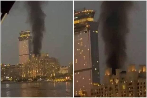 Iranian strikes on towns in the Gulf light up the sky with smoke and explosions. (Photo source: X@Global Eye News).