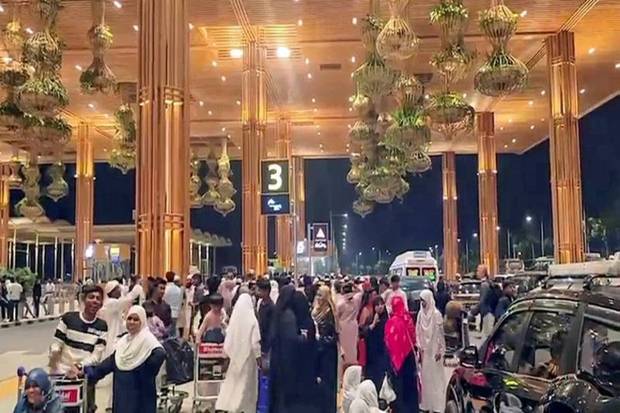Amid rising tensions in the Middle East, passengers are stuck at the Bengaluru airport. (Source: ANI Video Grab)