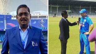 Laxman Sivaramakrishnan at the commentary box during a BCCI cricket match